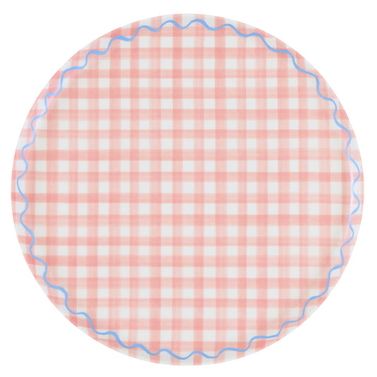 Gingham Reusable Large Plates, Set of 6