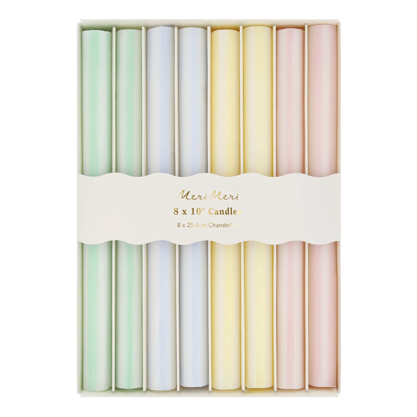 Pastel Striped Table Candles, Set of 8